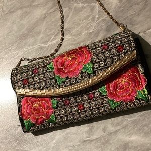 Clutch/purse with gold strap